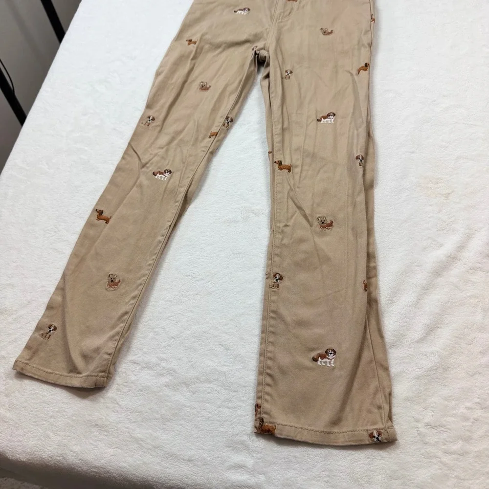 Gymboree Chino‎ Pants Girls Size 10 Tan Good Embroidered Dog Puppy Khaki Chinos